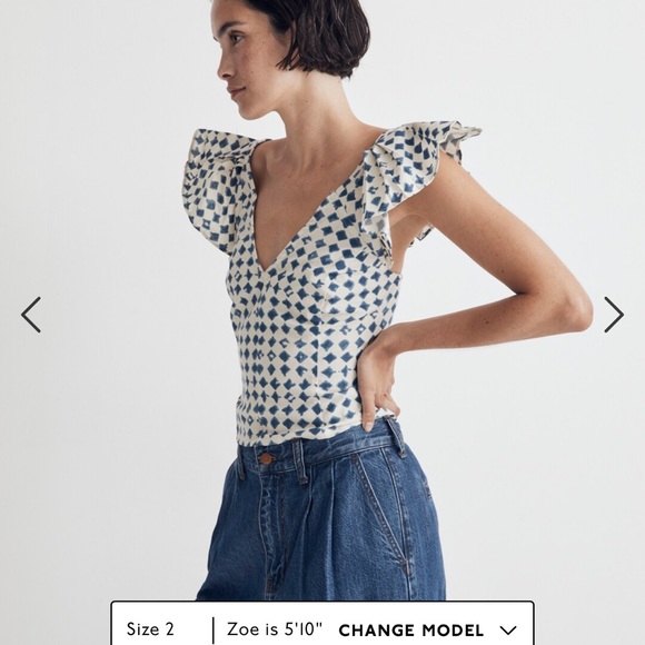 Madewell Shibori-Print V-Back Top-Size 00 - Picture 9 of 10